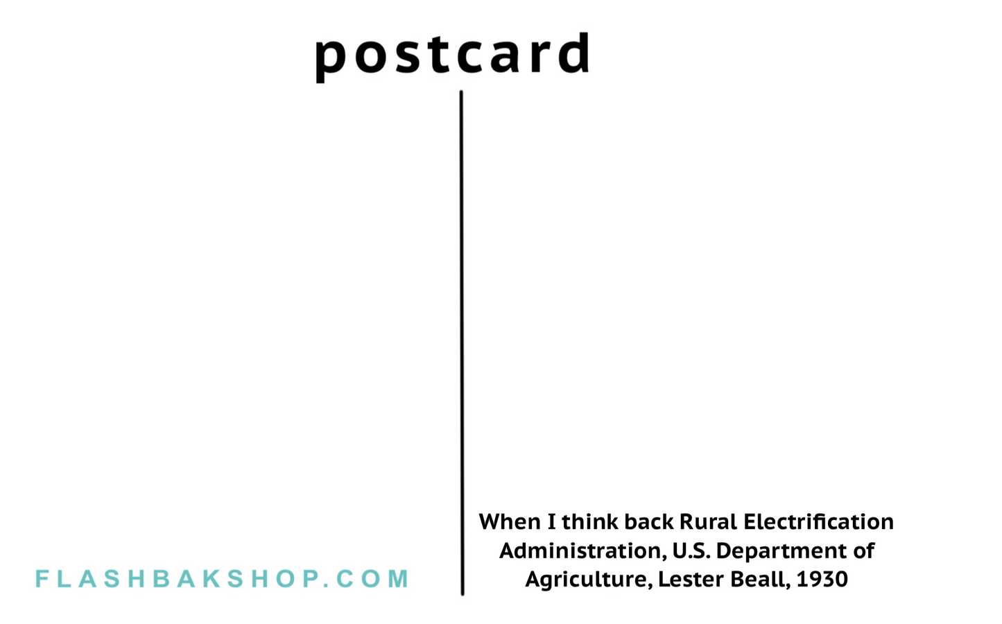 When I Think Back, Administración de Electrificación Rural, Departamento de Agricultura de EE. UU. por Lester Beall, 1930 - Postal