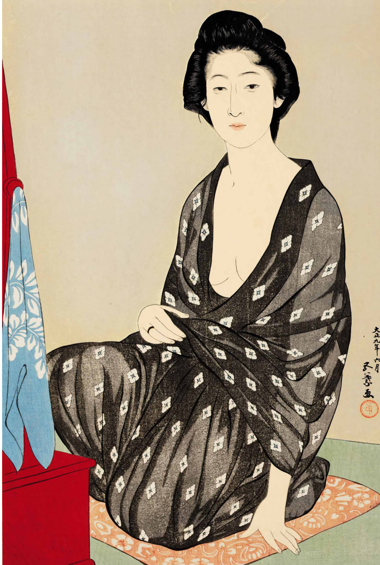 Mujer con ropa de verano de Hashiguchi Goyo, 1920 - Postal