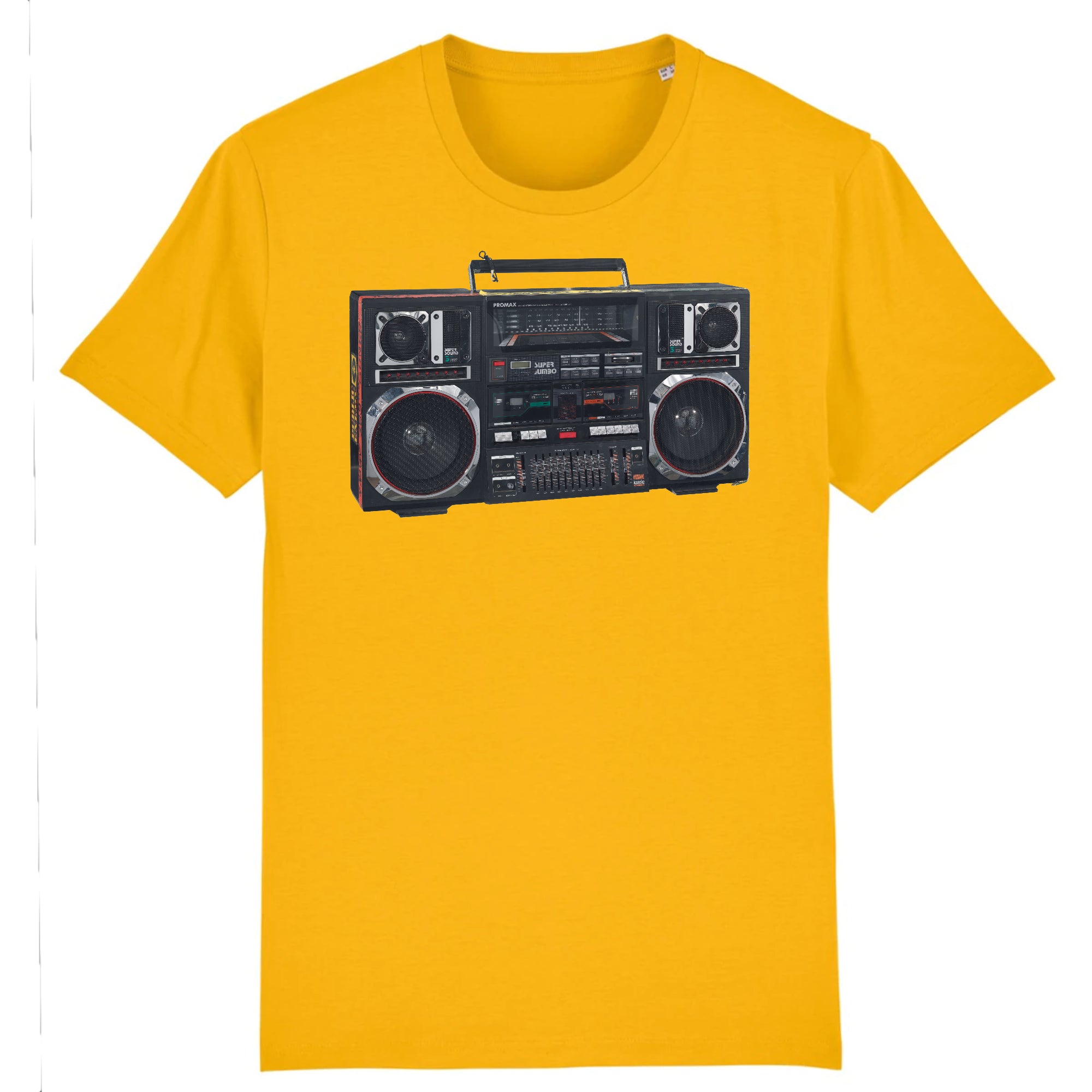 A Promax Super Jumbo Boombox Used by Radio Raheem in the Spike Lee's Do the Right Thing, 1989 - Organic Cotton T-Shirt