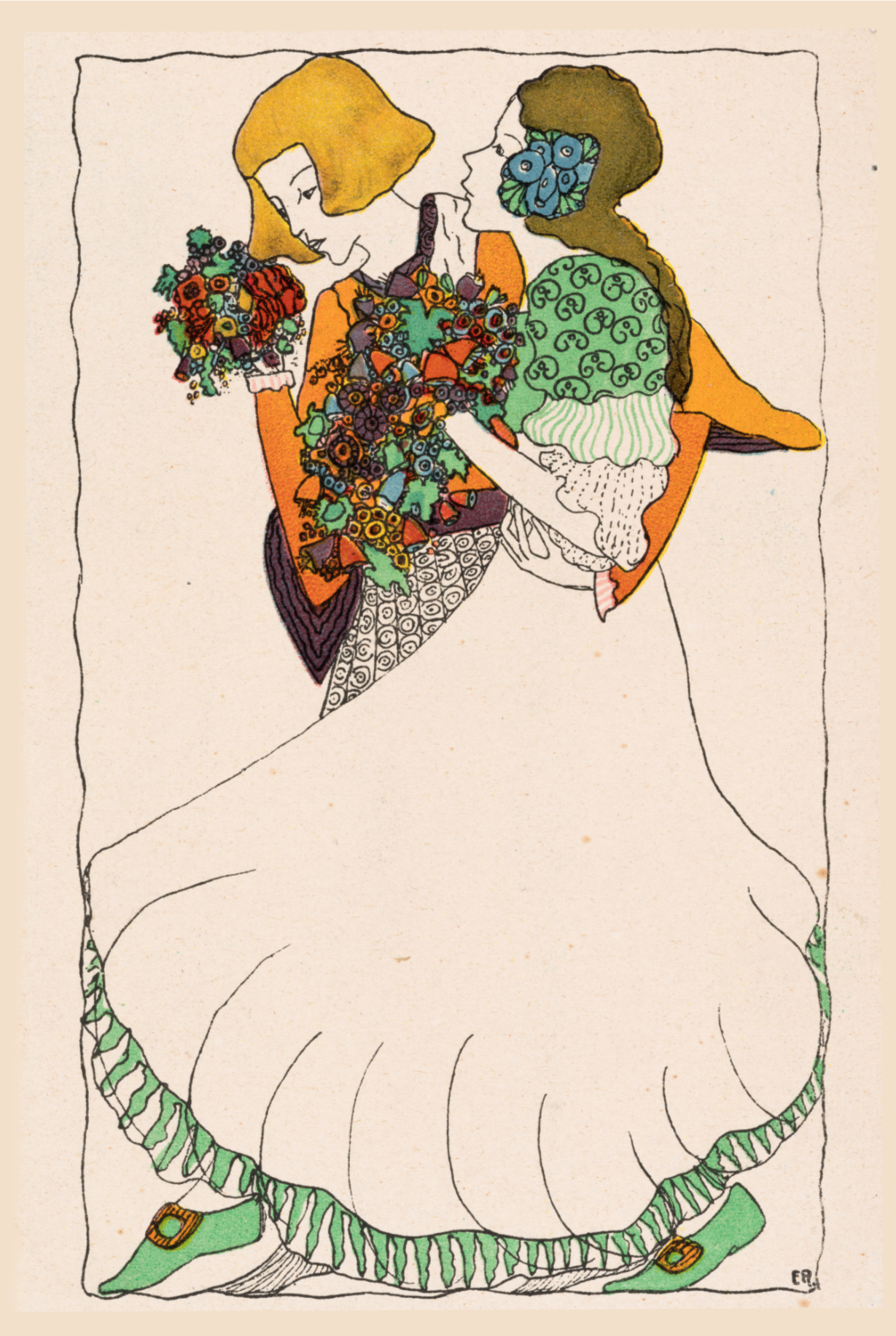 Pareja joven de artista desconocido, 1912 - Postal
