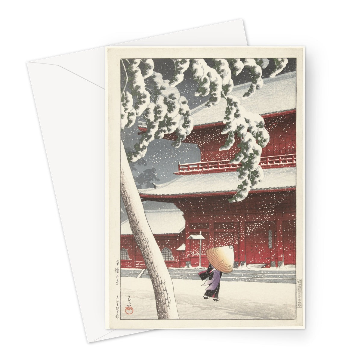 The Zojo Shrine in Shiba by Hasui Kawase, 1925 - Greeting Card