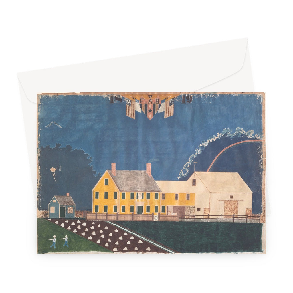 Farmstead in Passing Storm by unknown artist, 1849 - Greeting Card