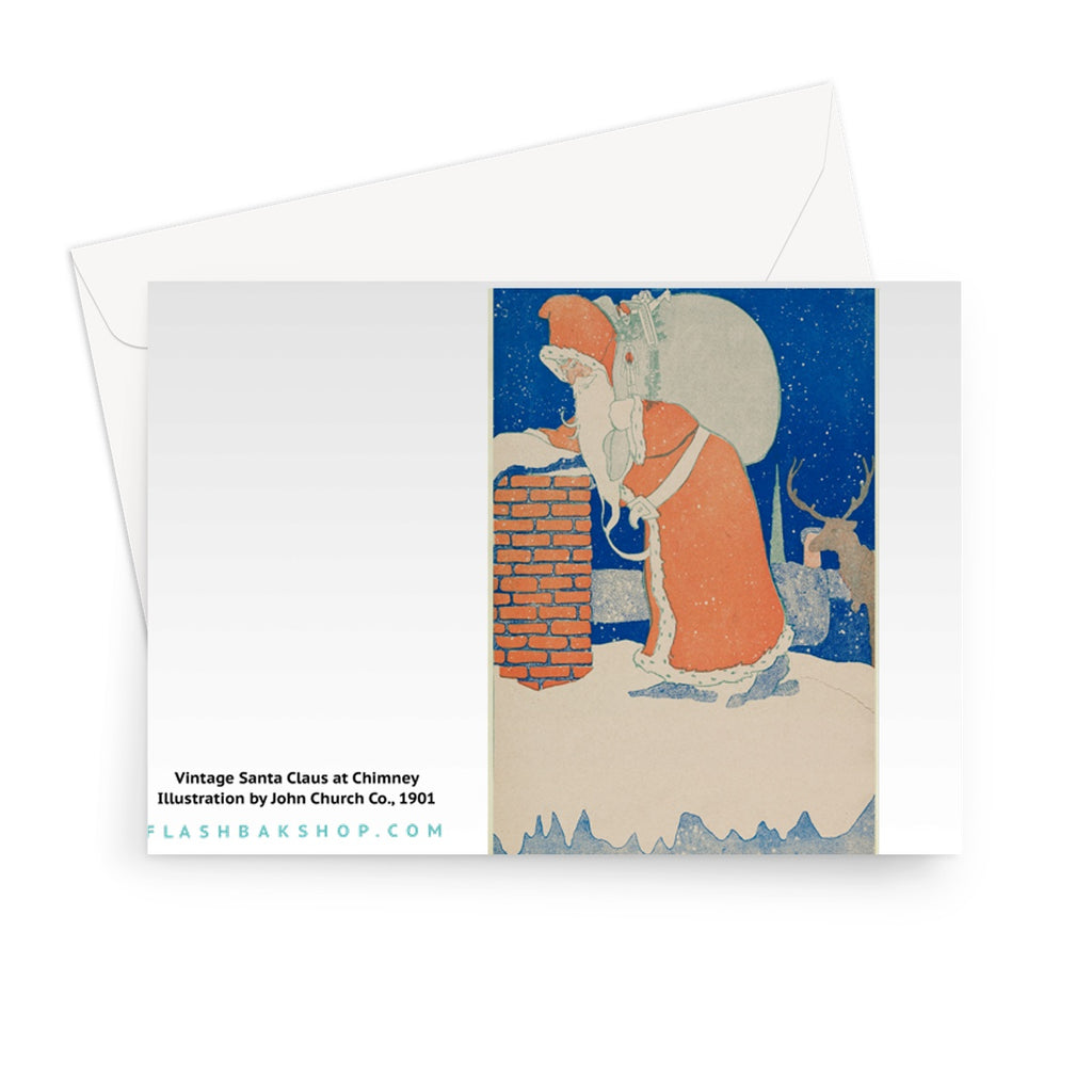 Santa Claus at the Chimney Illustration by John Church Co., 1901 - Greetings Card