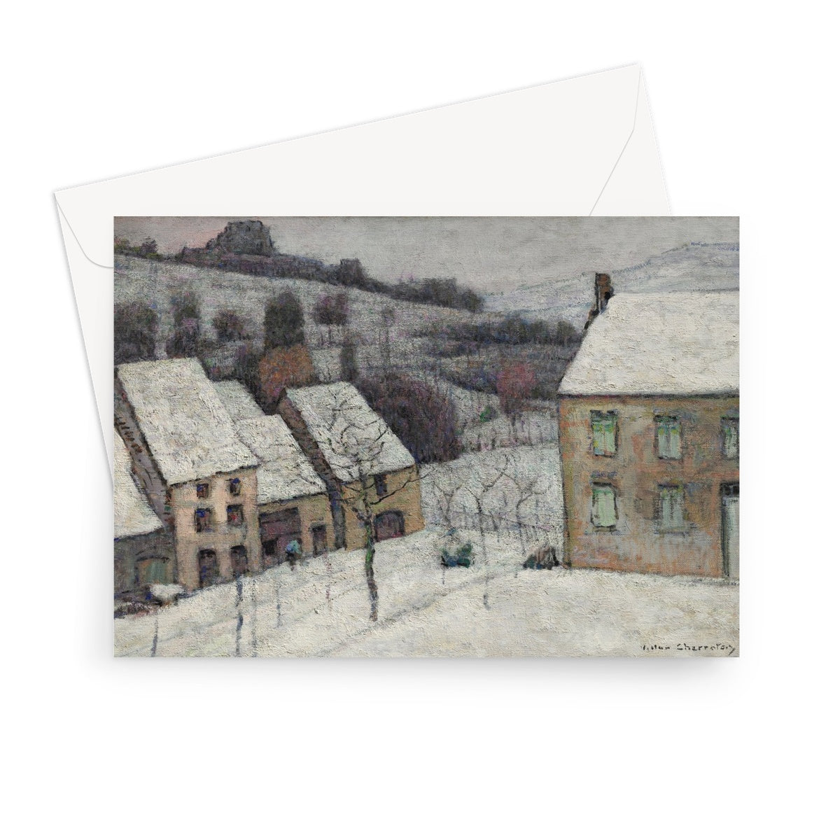 Murol in the Snow by Victor Charreton, c. 1920 - Greeting Card