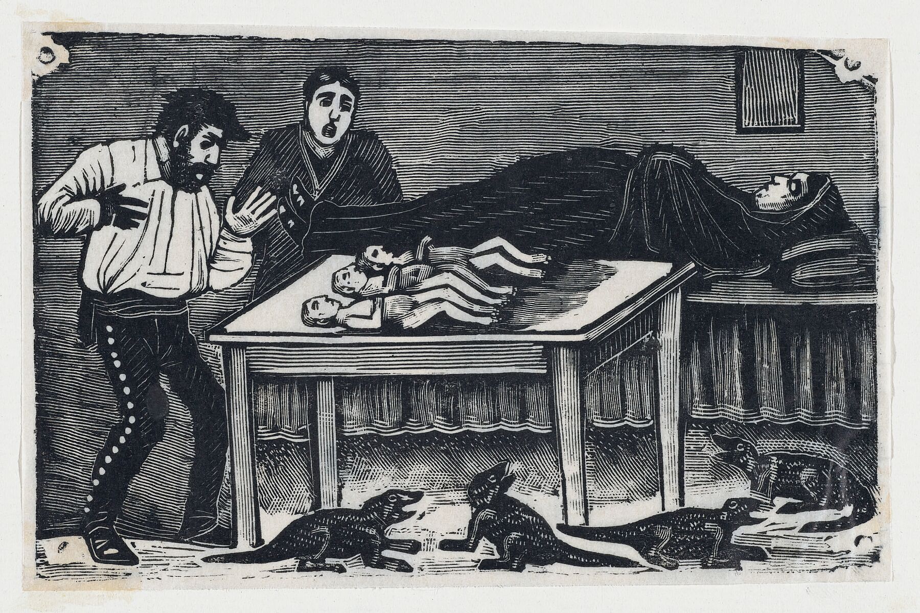 A woman who gave birth to three children and four animals, by José Guadalupe Posada - c.1900–1910