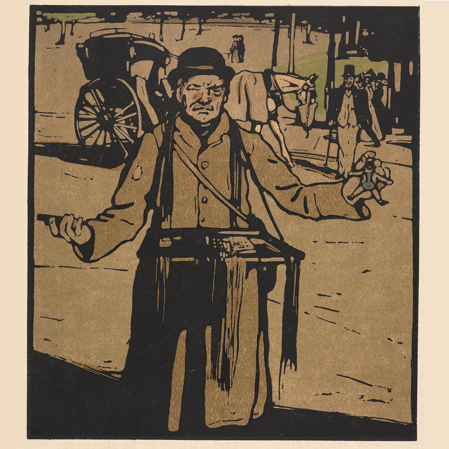 London Types : Hawker by William Nicholson - 1898.  Printmaker William Nicholson worked in partnership with his brother-in-law James Pryde, under the pseudonym the Beggarstaf Brothers.