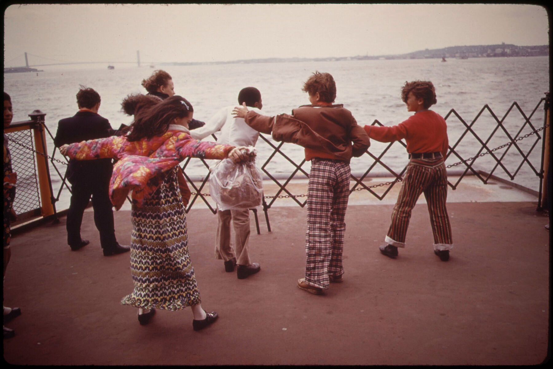 School Excursion on the Staten Island Ferry, Crossing Upper New York Bay by Arthur Tress - 1973