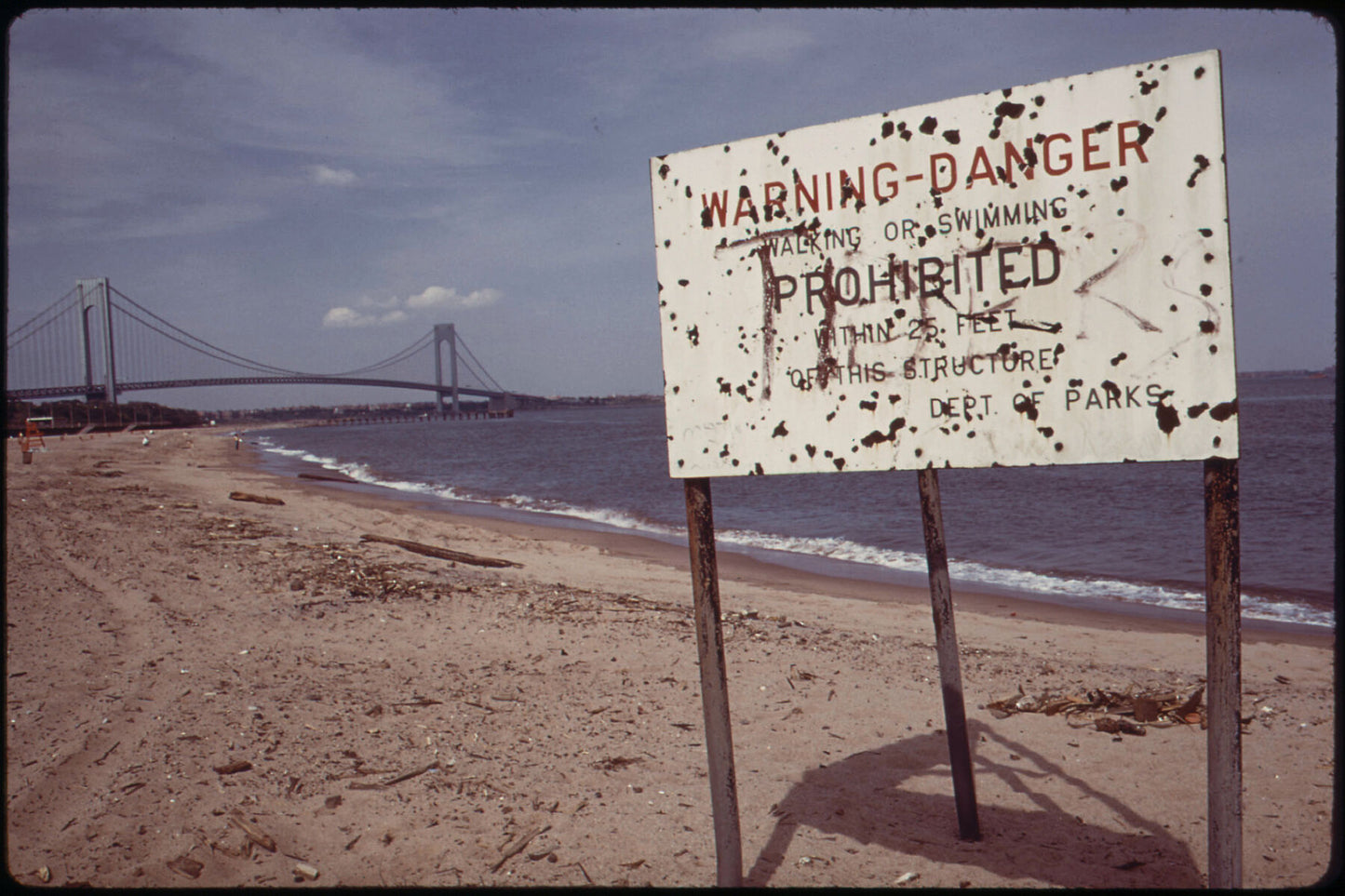 Warning of Polluted Water at Staten Island by Arthur Tress - 1973