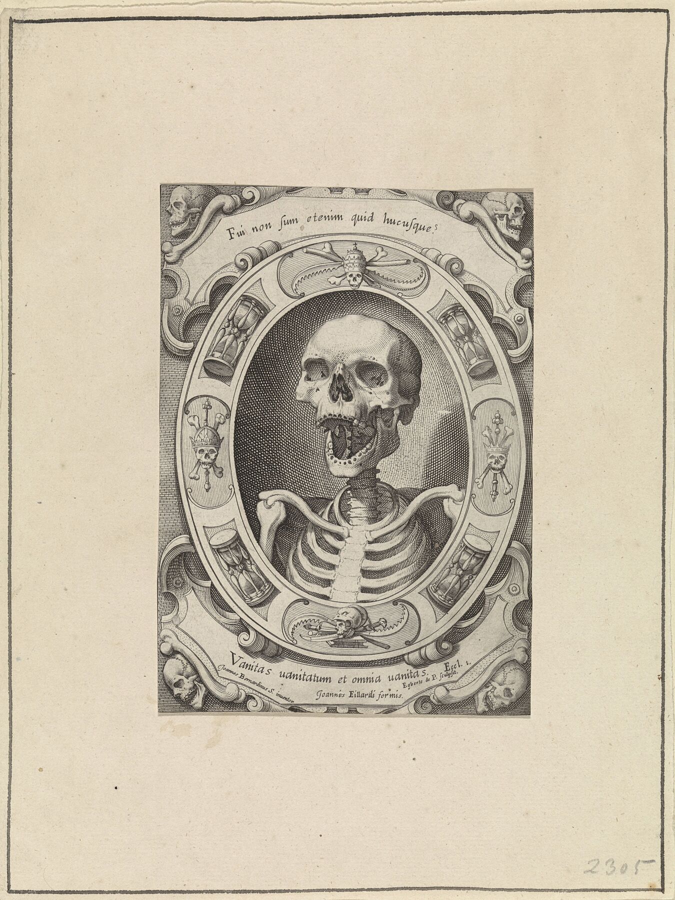 Skeleton bust, Egbert van Panderen, after Joannes Bernardinus S., c. 1590 - 1637