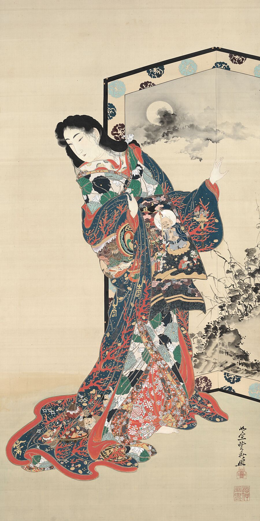 Hell Courtesan by Kawanabe Kyosai, c.1880 - Meiji period - 1868-1912)