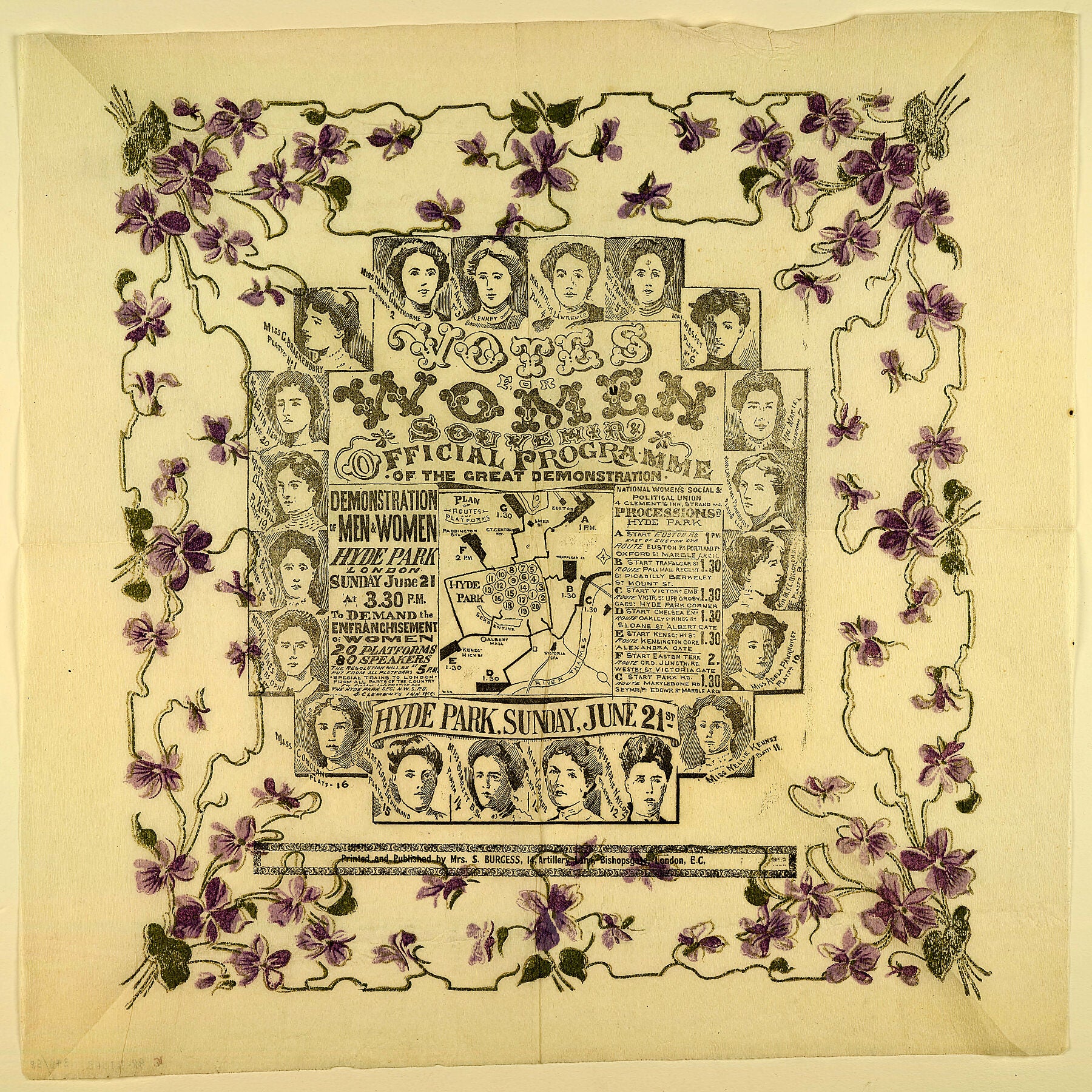 Votes for Women, Hyde Park Demonstration, London, June 21, 1908, Souvenir program