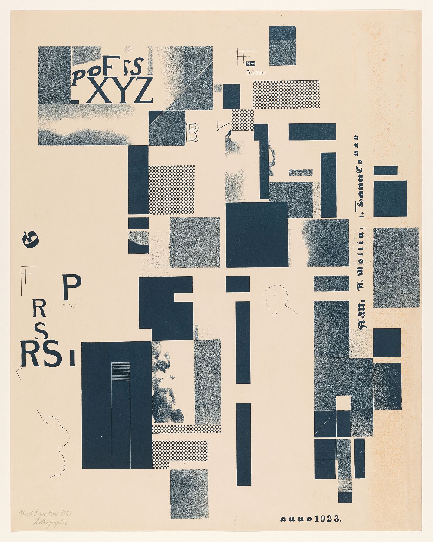 Composition with typographical elements, Kurt Schwitters, 1923