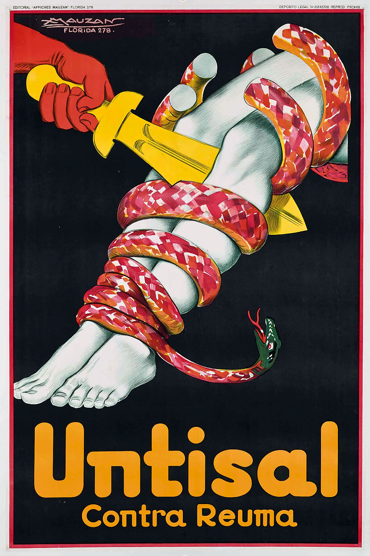 Untisal Contra Reuma Advertisement by Achille  Mauzan - 1927
