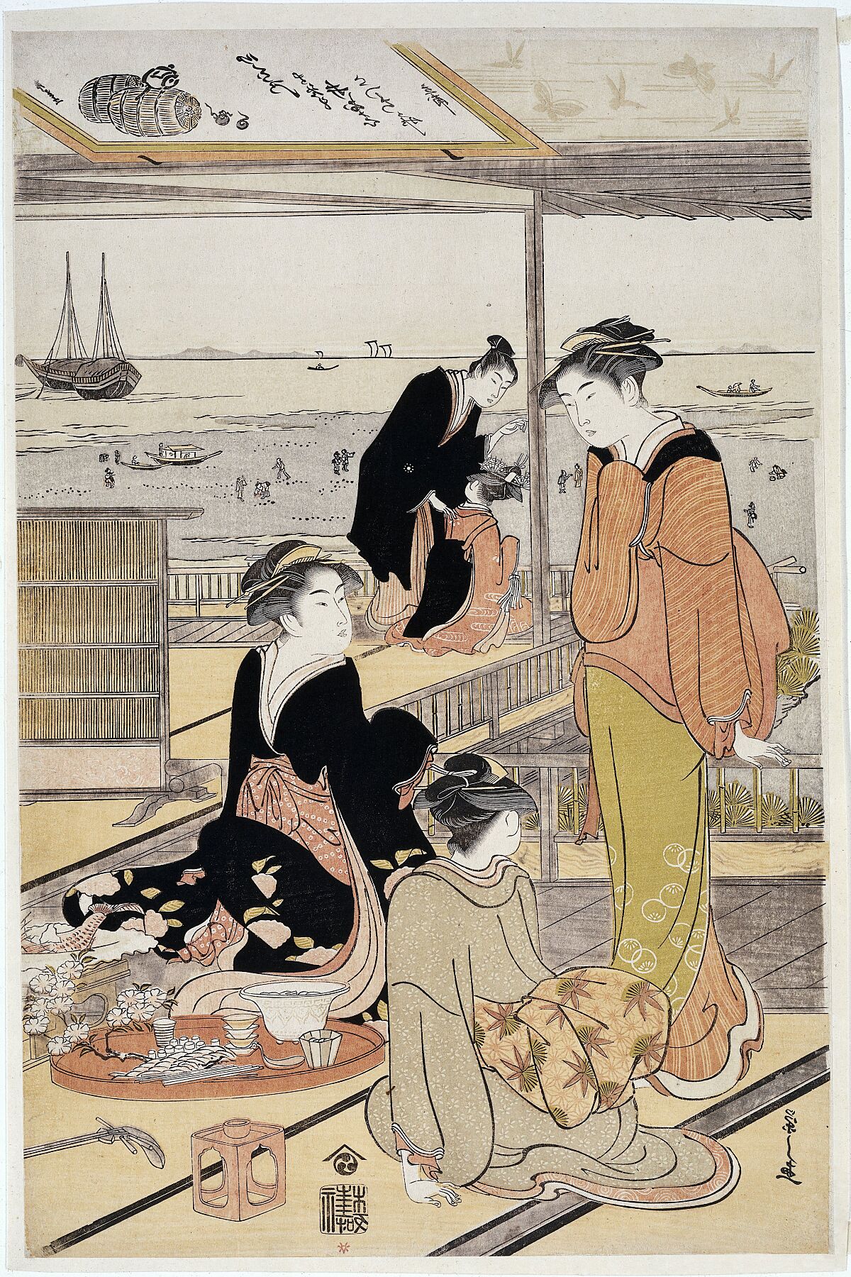 Teahouse on Shinagawa Bay, Hosoda Eishi, c. 1785 - c. 1790