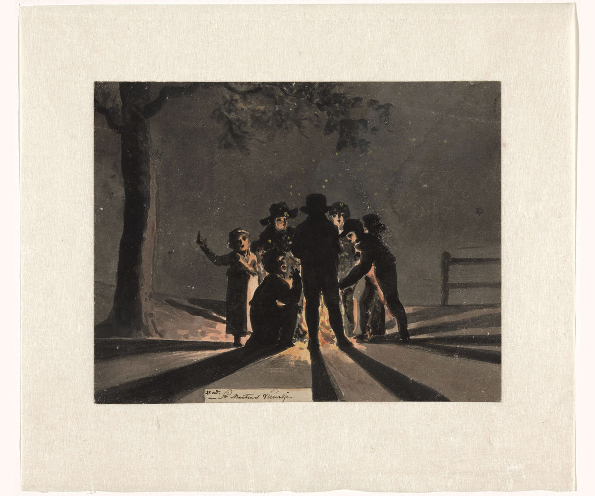 Children around a Bonfire by Christiaan Andriessen - c.1806