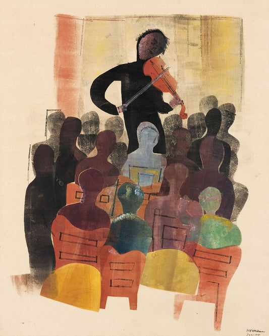Violinist and Audience by Hendrik Nicolaas Werkman - 1942