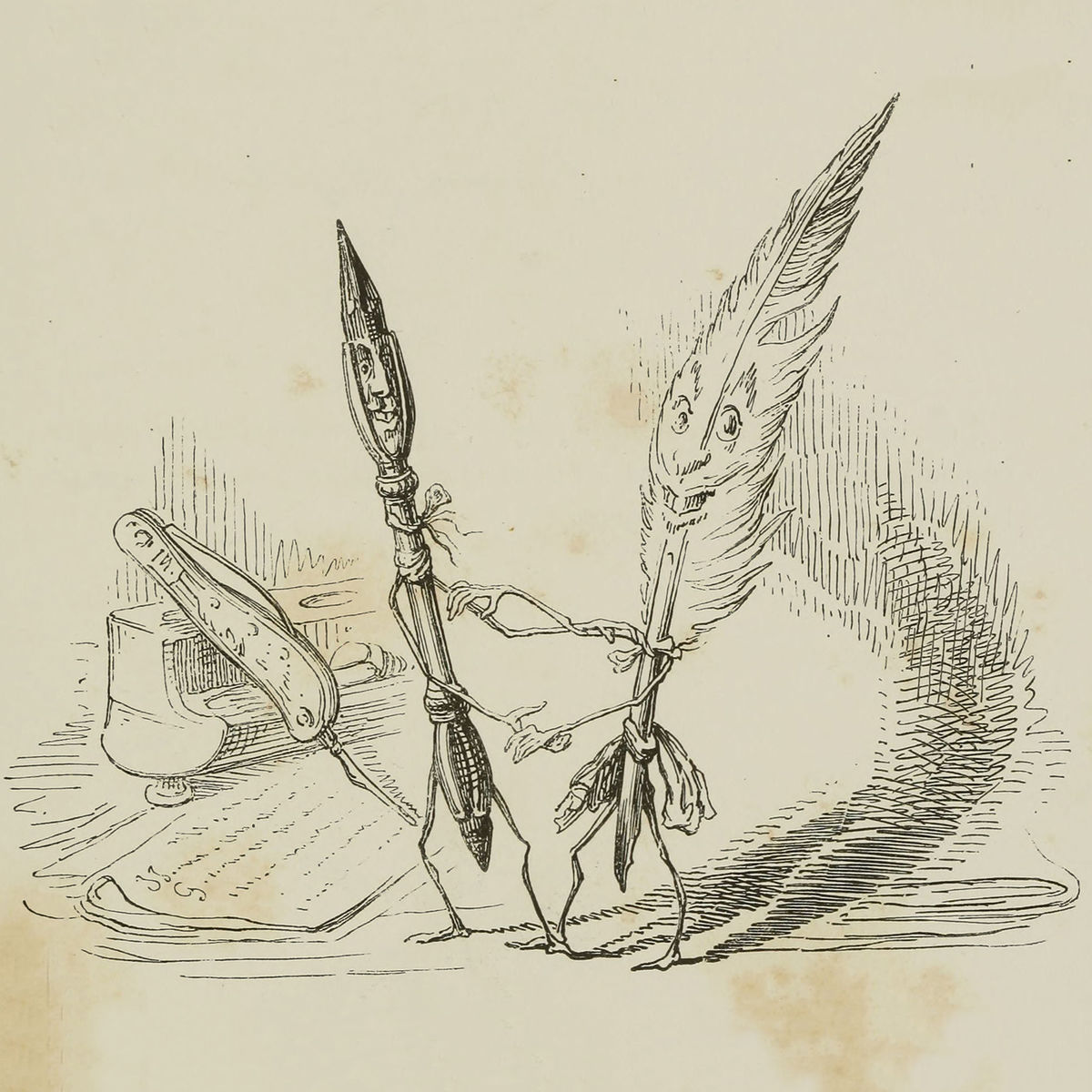 Plume et stylo de JJ Grandville - 1844 