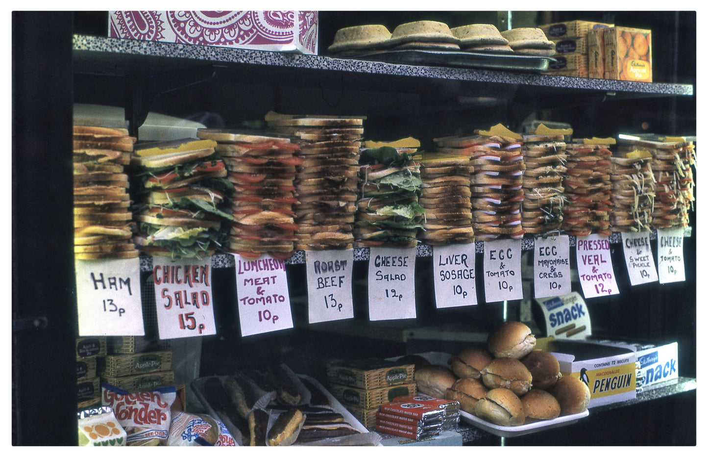 Sándwiches a la venta en Londres - 1972