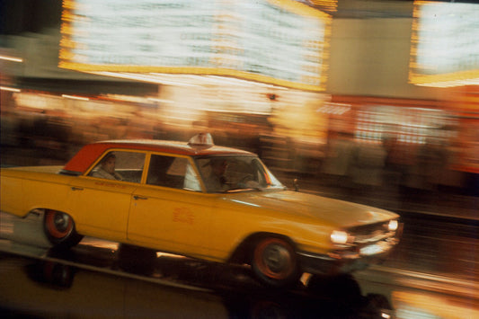New York City, Yellow Taxi At Night by Gerry Cranham - November 1967 