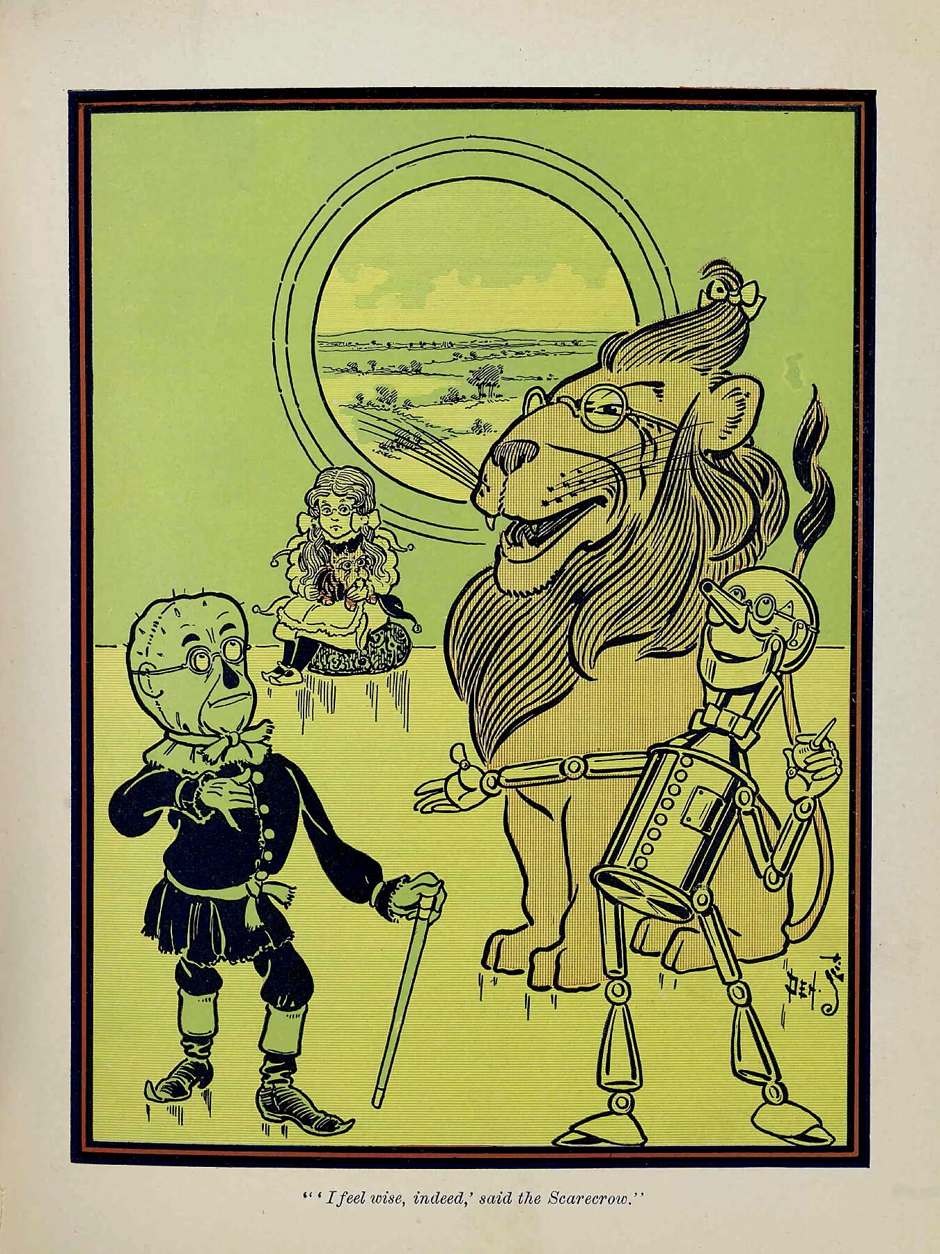 'I feel wise, indeed, said the Scarecrow' by W. W. Denslow for the Wonderful Wizard of Oz - 1900