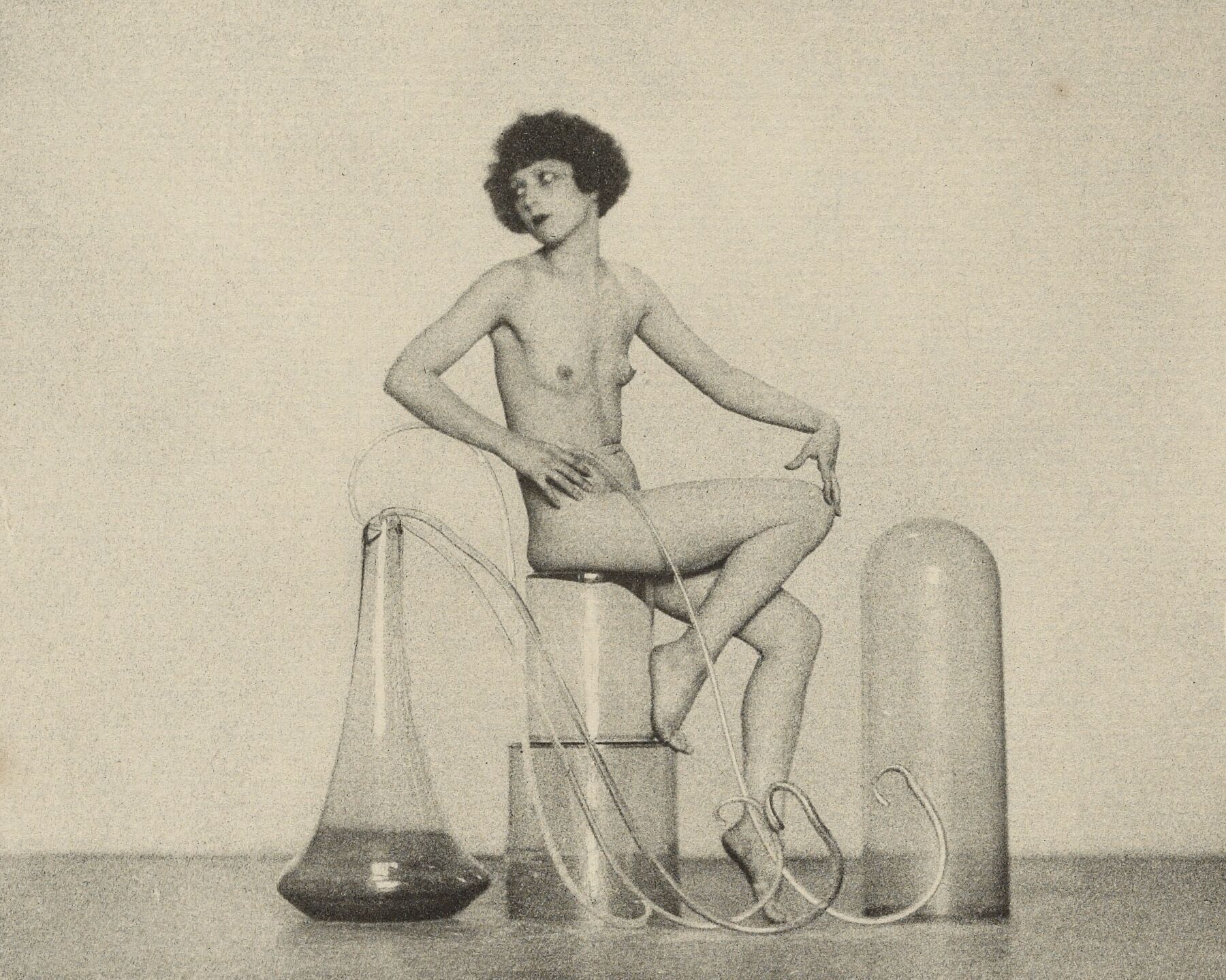 Female Nude Posed With Glass Jars by Arthur F. Kales - c.1920