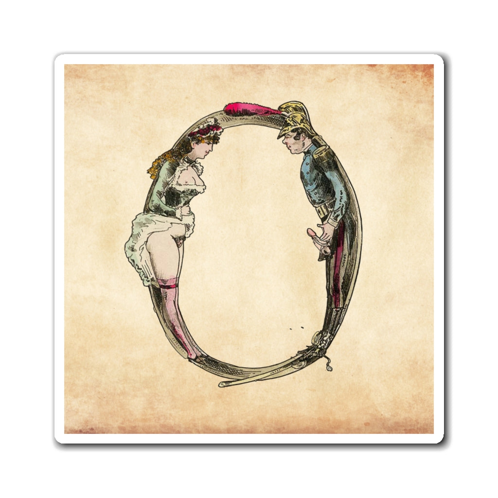 Magnet featuring the letter O from the Erotic Alphabet, 1880, by French artist Joseph Apoux (1846-1910).