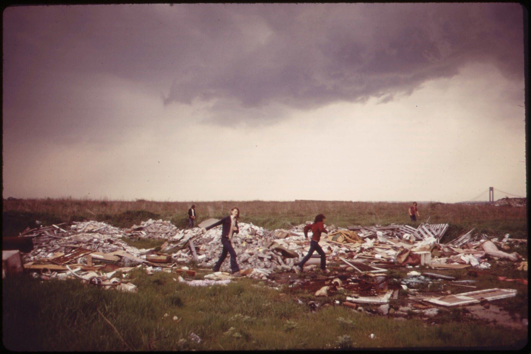Municipal Incineration Plant and Landfill Dump at Gravesend Bay Serves as Playground for Neighborhood Boys by Arthur Tress - 1973
