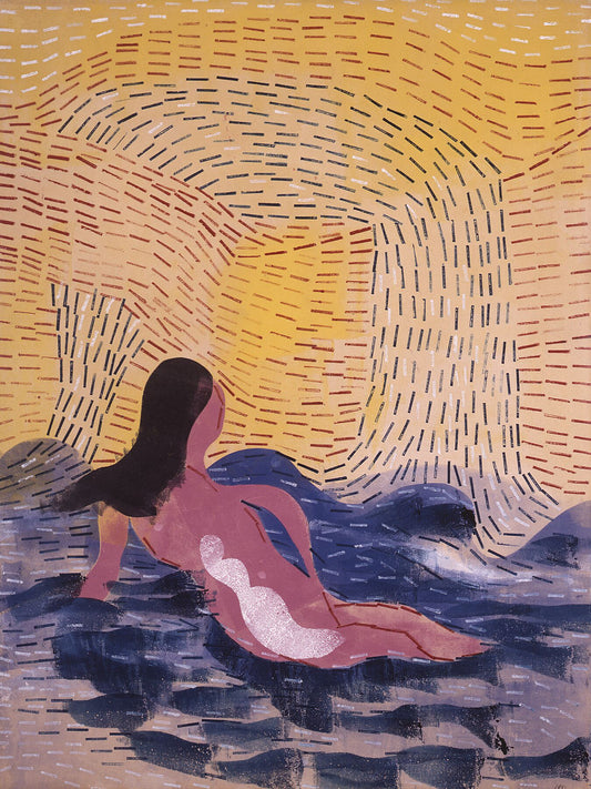 Female Figure with Waves and Yellow Sky by Hendrik Nicolaas Werkman - 1941