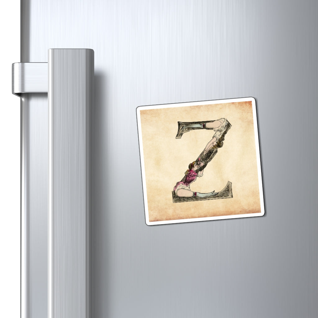 Magnet featuring the letter Z from the Erotic Alphabet, 1880, by French artist Joseph Apoux (1846-1910).