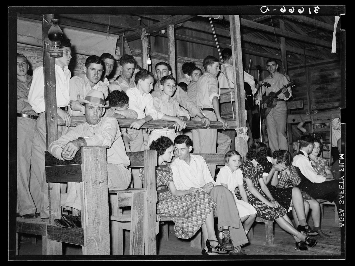 Men's section at a Fais-do-do dance by Russell Lee - 1938