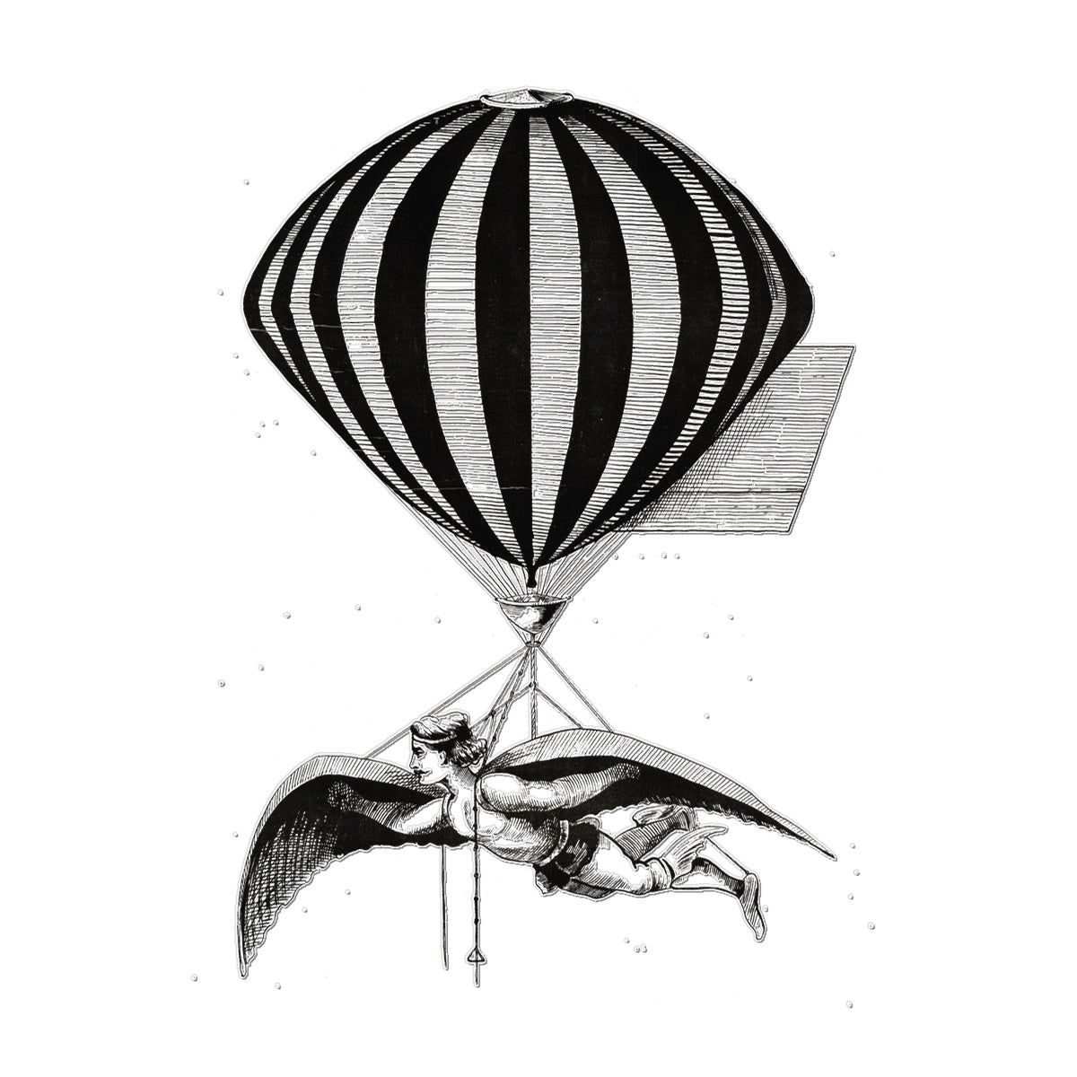 Aeronauta con alas suspendidas de un globo - Tatuaje