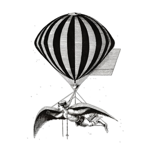 Acrobate portant des ailes suspendues à un ballon - Tatouage