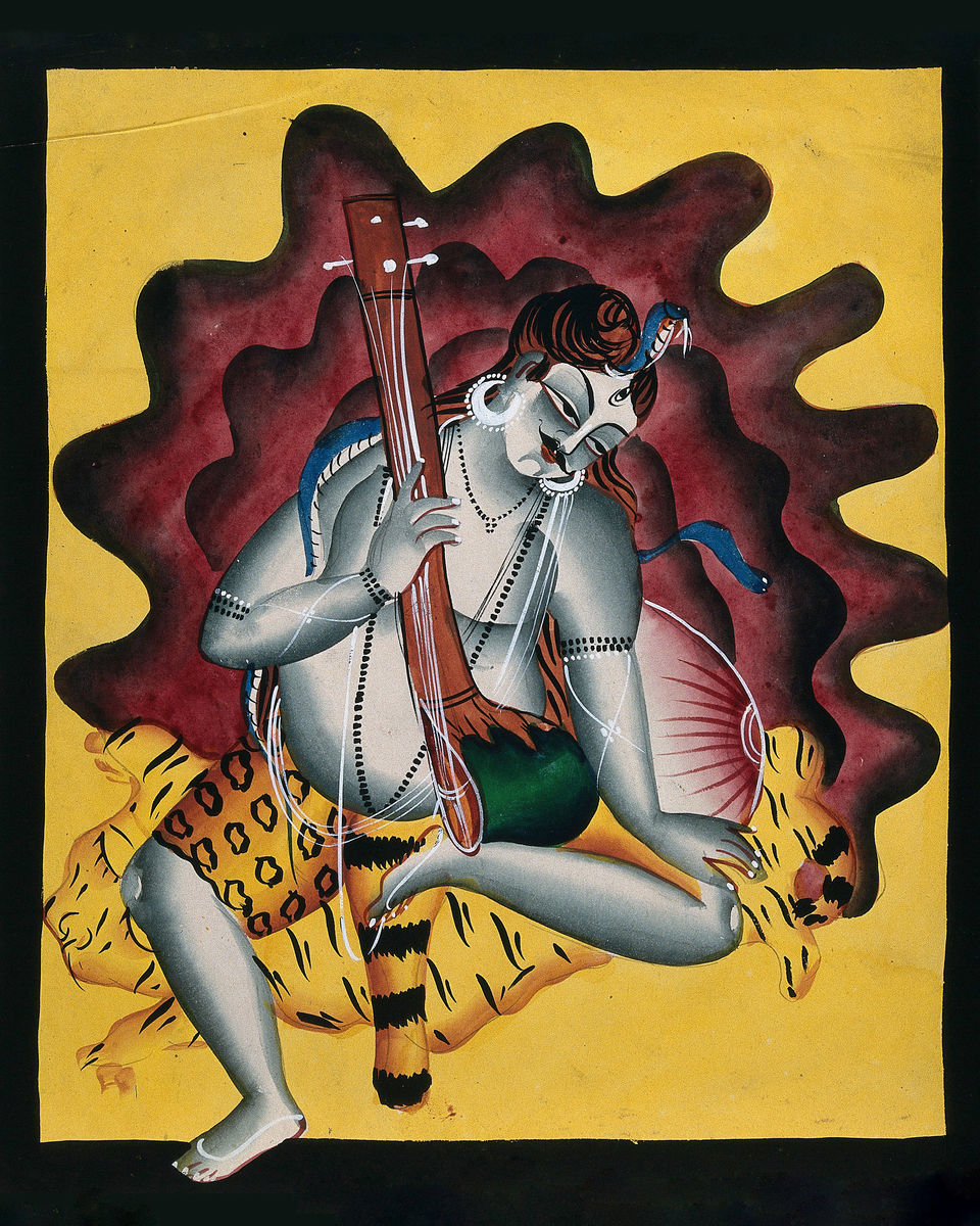 Shiva se sienta en una piel de tigre - 1800 