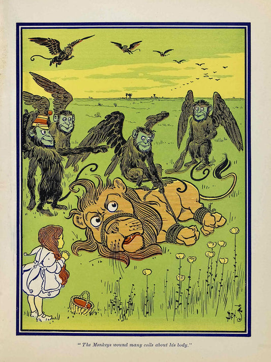 The Monkeys Wound Many Coils About his Body by W. W. Denslow for the Wonderful Wizard of Oz - 1900
