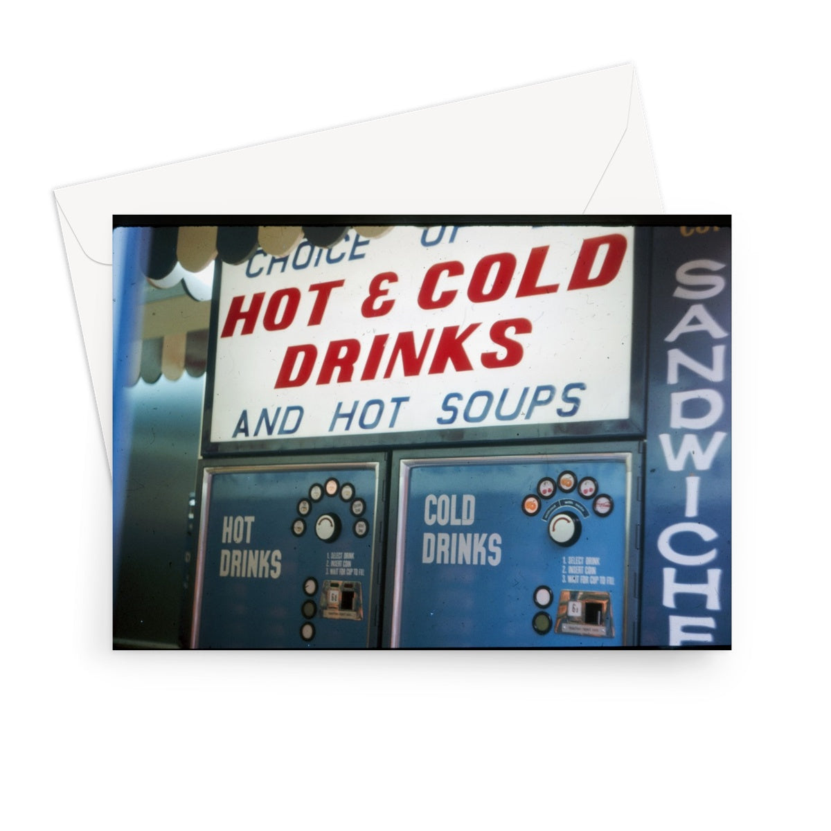 Machine à boissons chaudes et froides par Bob Hyde, 1960 - Carte de vœux