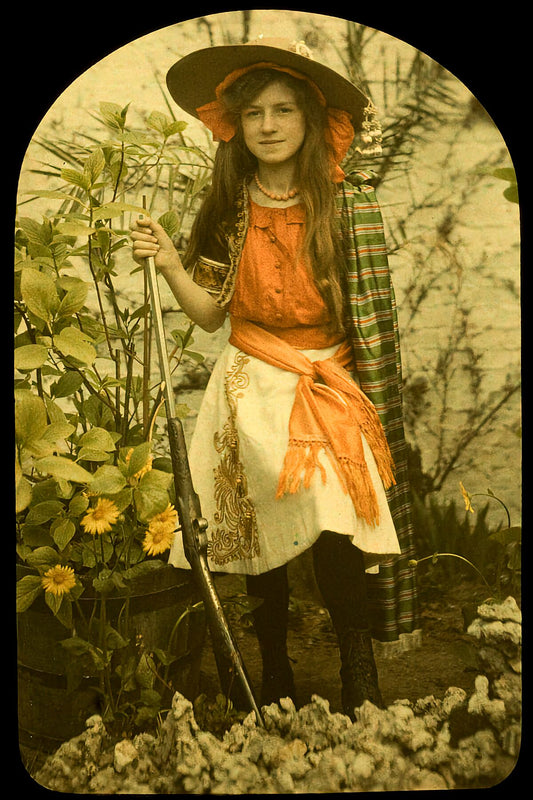 Girl with a Gun (Autochrome) by Charles Corbet - c. 1910