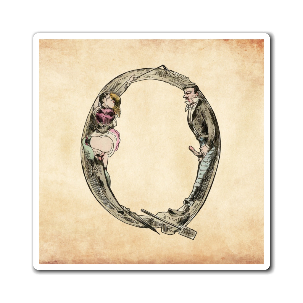 Magnet featuring the letter Q from the Erotic Alphabet, 1880, by French artist Joseph Apoux (1846-1910).