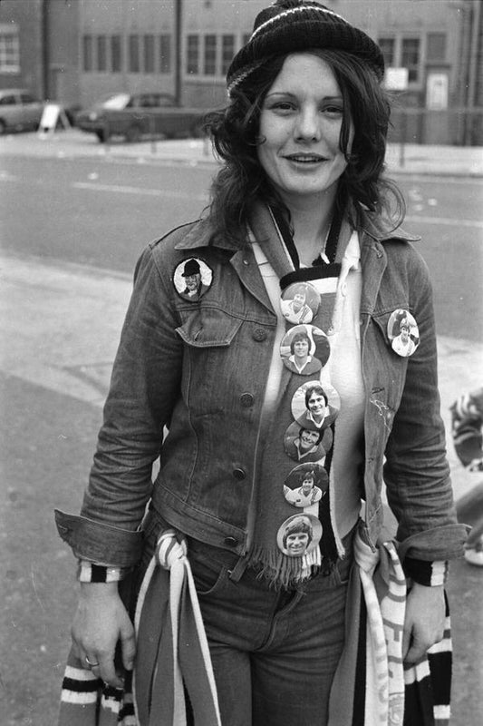 Woman With Lots of Manchester United Badges by Iain SP Reid - c. 1977