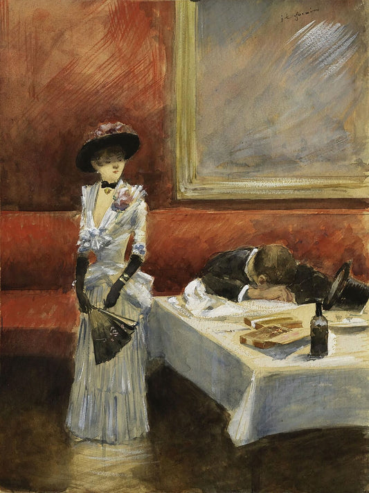 At the Restaurant by Jean-Louis Forain - 1885