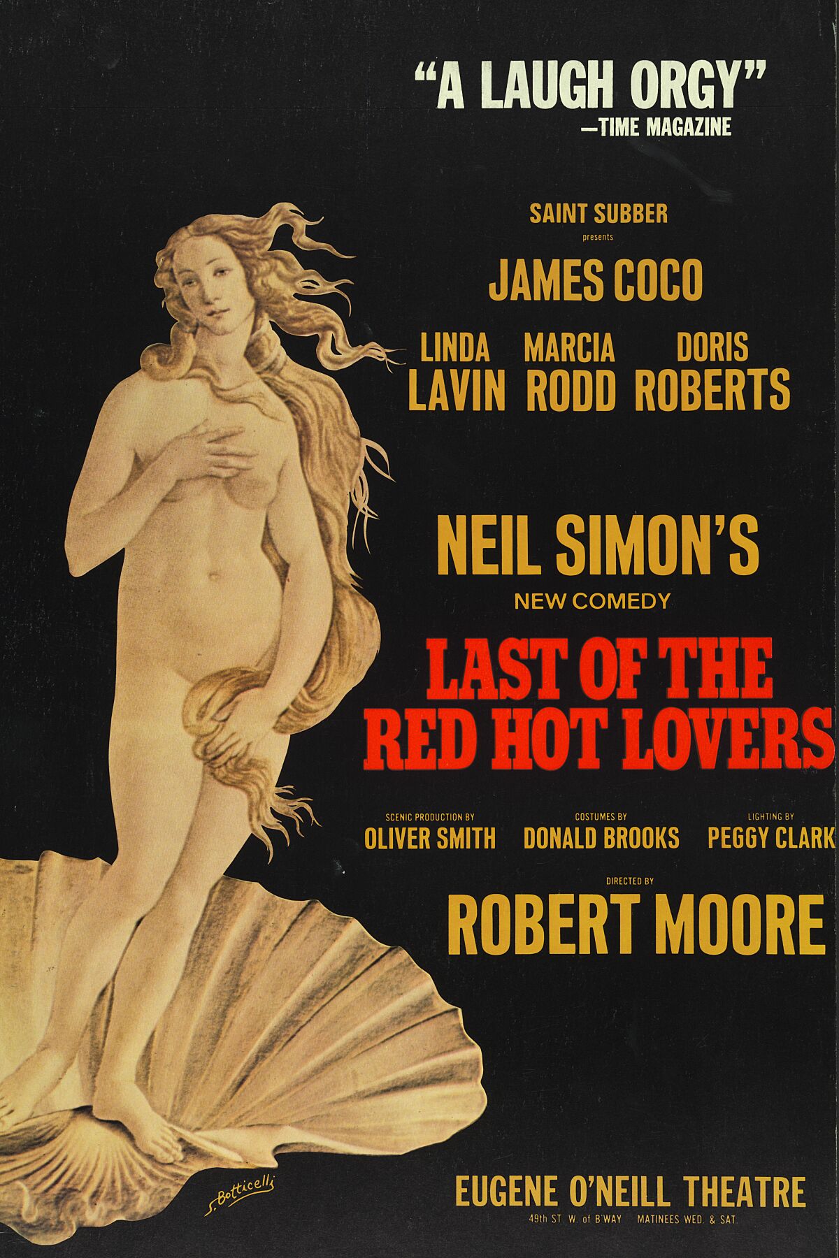 Poster for 'Last of the Red Hot Lovers' shows Venus from Botticelli's The Birth of Venus 1969