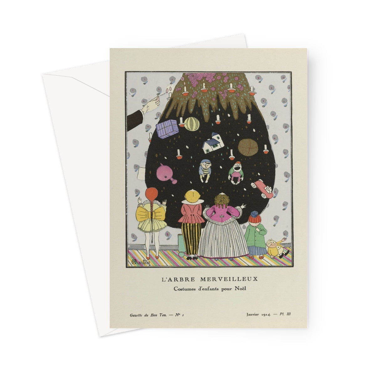 Gazette du Bon Ton, 1914 - No. 1, Pl. III/ L'Arbre Merveilleux / Costumes d'enfants pour Noël, Charles Martin, 1914. 