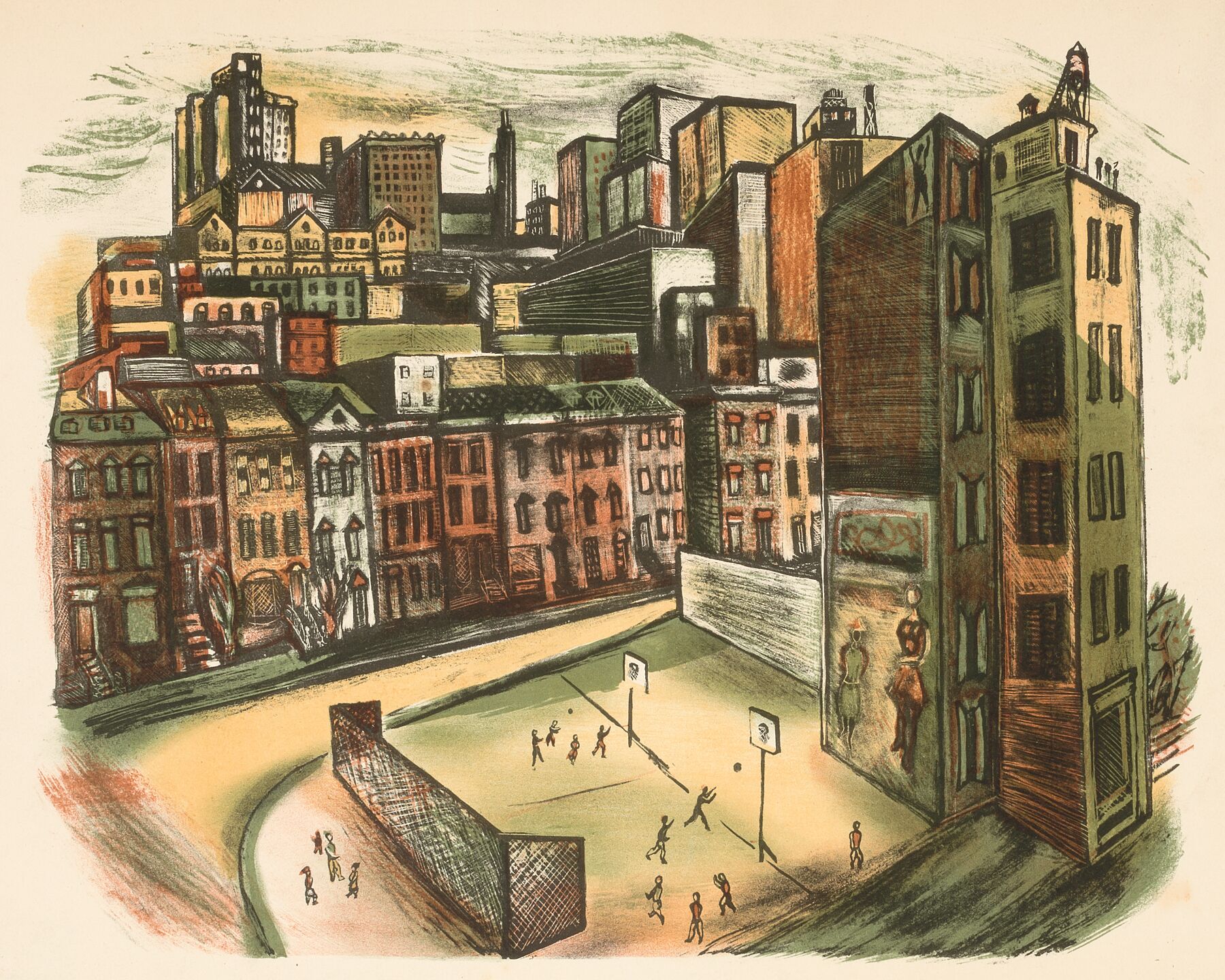 City Scene with Playground - ca. 1933-1943