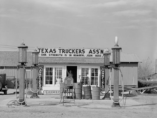 Russell Lee Gas Station in Edcouch, Texas - 1939
