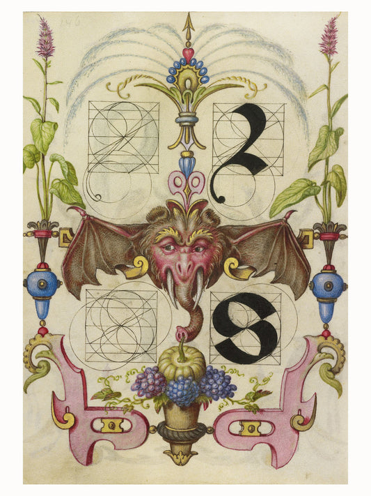 Guía para construir las letras r y s de Joris Hoefnagel - 1591 