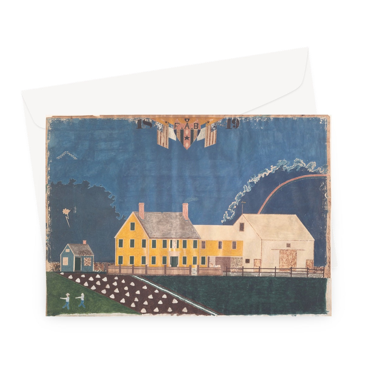 Farmstead in Passing Storm by unknown artist, 1849 - Greeting Card