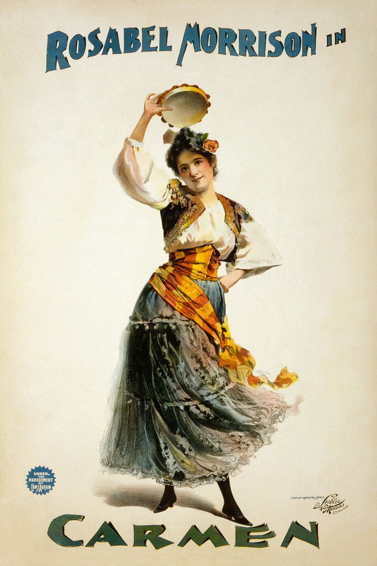 Poster for an 1896 dramatic adaptation of Carmen, starring Rosabel Morrison