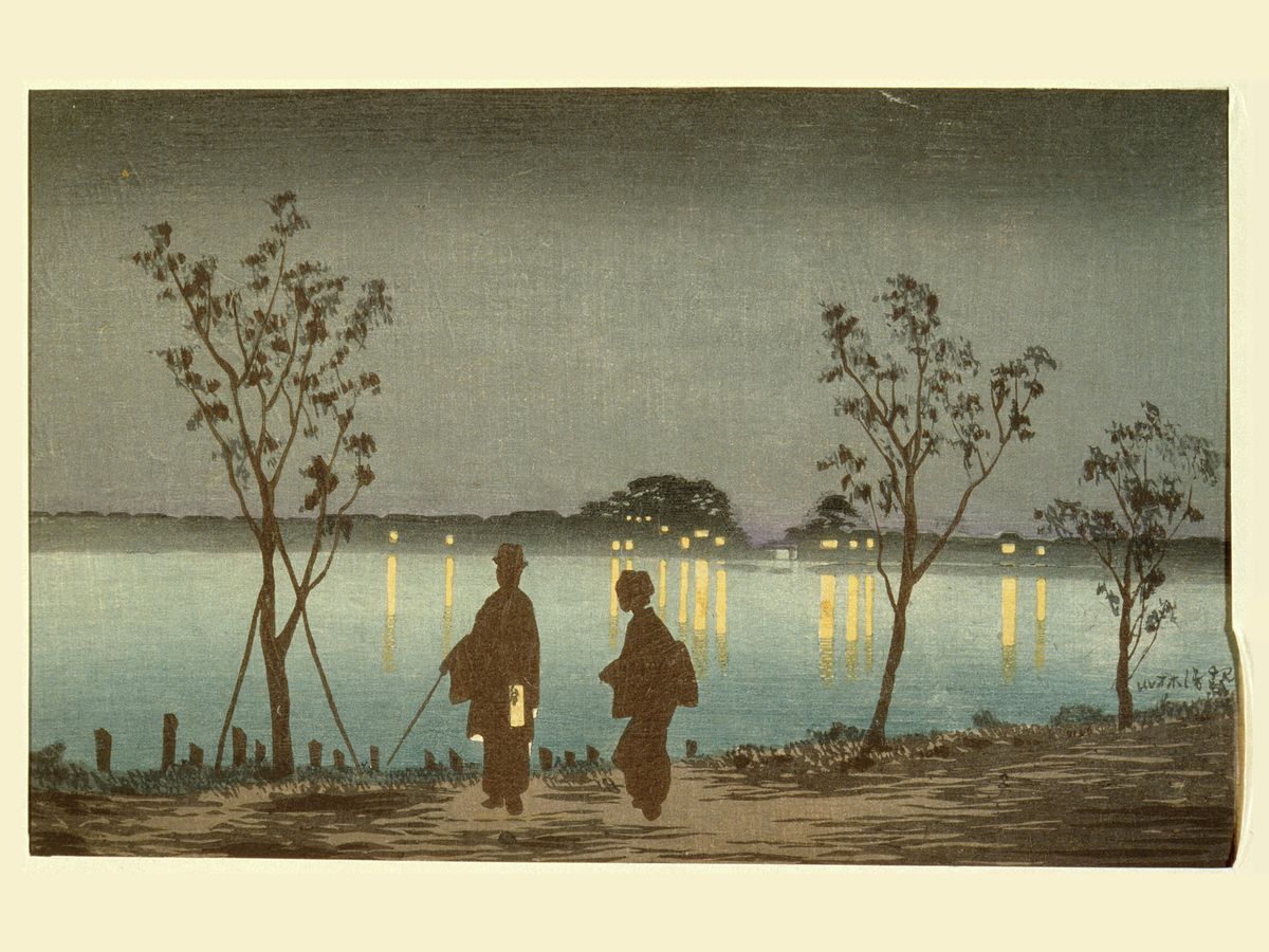 Noche en el río Sumida de Kobayashi Kiyochika - 1881 