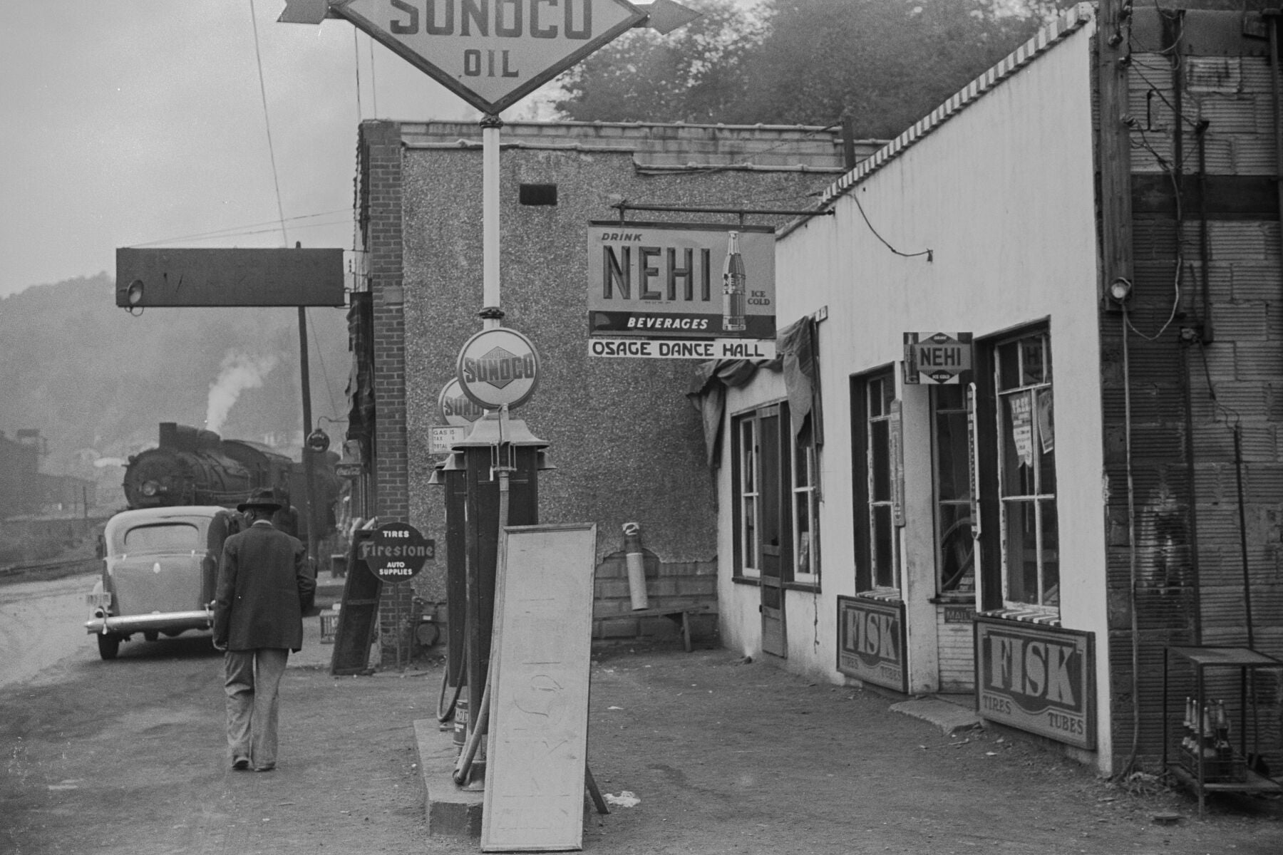 Gas station and dance hall, Osage, West Virginia by Marion Post Wolcott - 1938