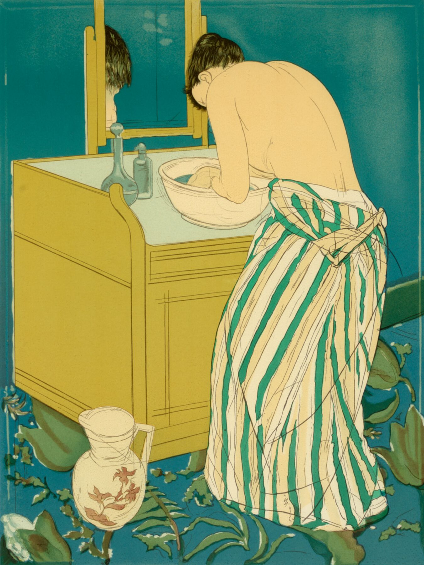 A Woman Bathing by Mary Cassatt - 1890