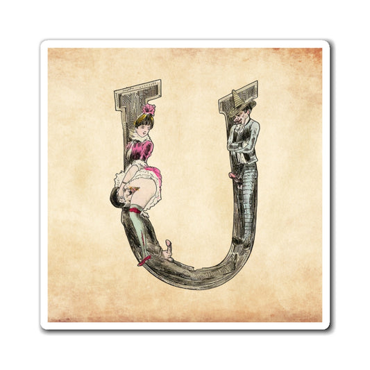 Aimant représentant la lettre U de l'alphabet érotique, 1880, de l'artiste français Joseph Apoux (1846-1910).